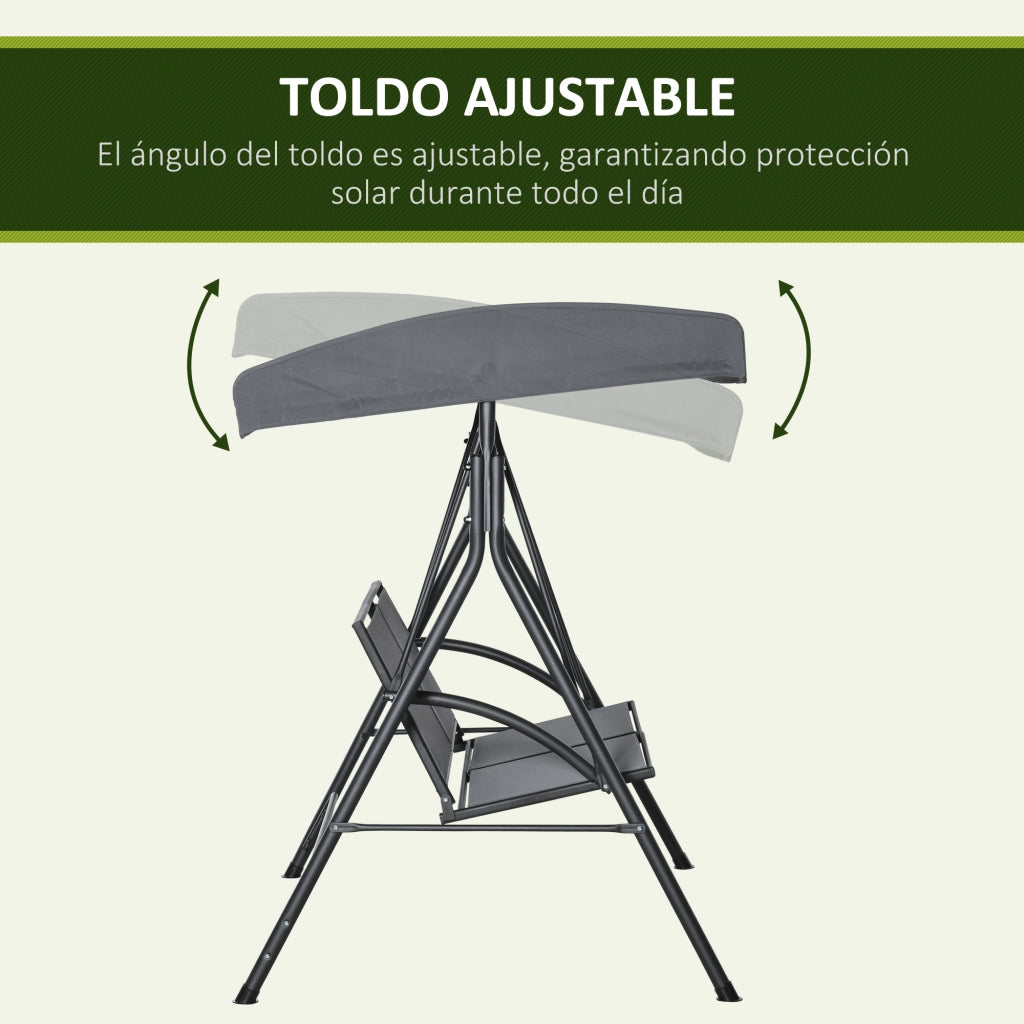 Altalena da Giardino 2 Posti ¨C Zephmum ¨C Grigio Scuro Textilene Acciaio 140x118x162 cm