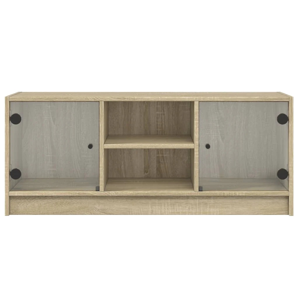 Mobile TV multimediale scaffale TV credenza mobile TV sala da pranzo soggiorno camera da letto con ante in vetro rovere Sonoma 102 x 37 x 42 cm marrone 02_0026923