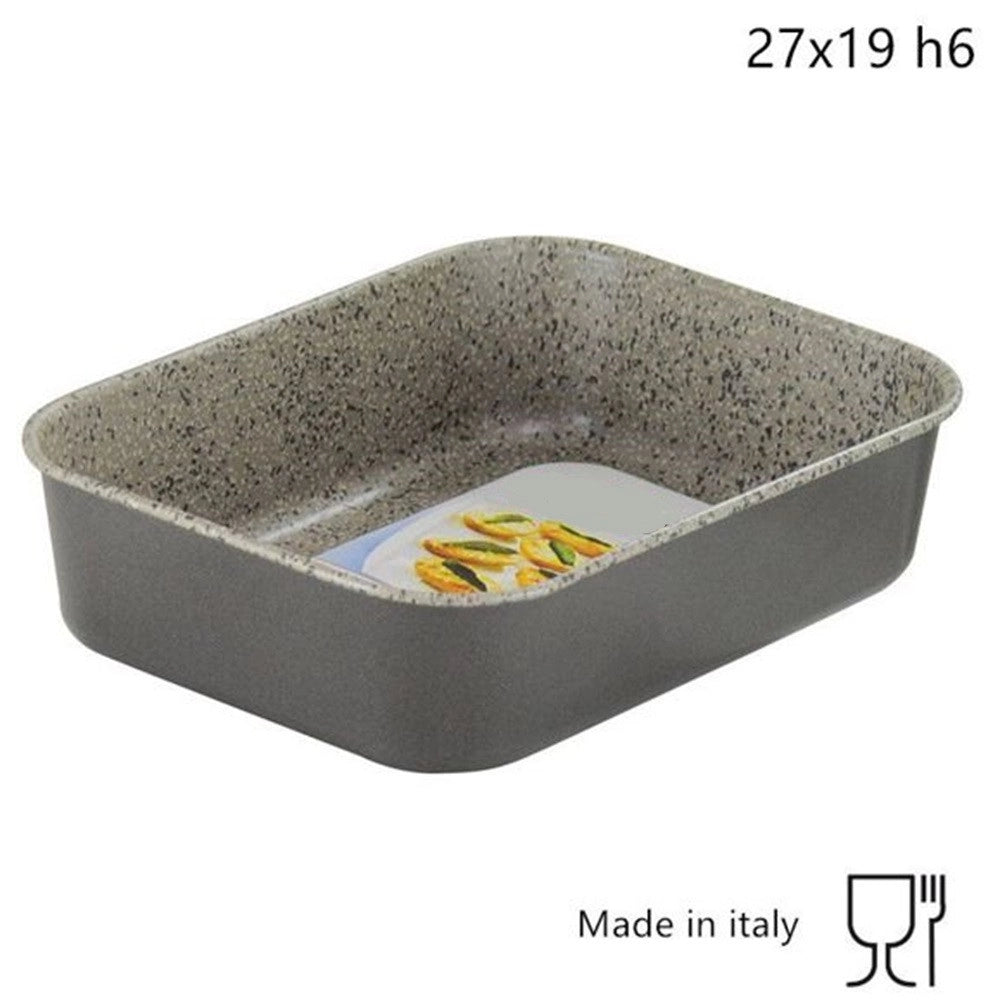 Trade Shop - Sfornatutto Piccolo Teglia 27x19xh6cm Grigio Pietra In Alluminio Antiaderente 036848m -