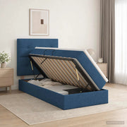 Letto con contenitore e materasso Blu 90 x 200 cm Tessuto 3459482