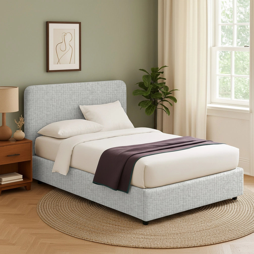 Slough, Letto Singolo Sfoderabile Made in Italy, Grigio Chiaro
