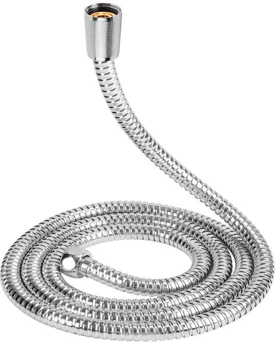 Douchebuis universale, 10 mm (interno), grande diametro, 1,6 m, douchebuis universale, resistente alla curvatura, connessioni standard G1/2, connessioni completamente in rame, chroom, tubo di ricambio premium in acciaio inossidabile