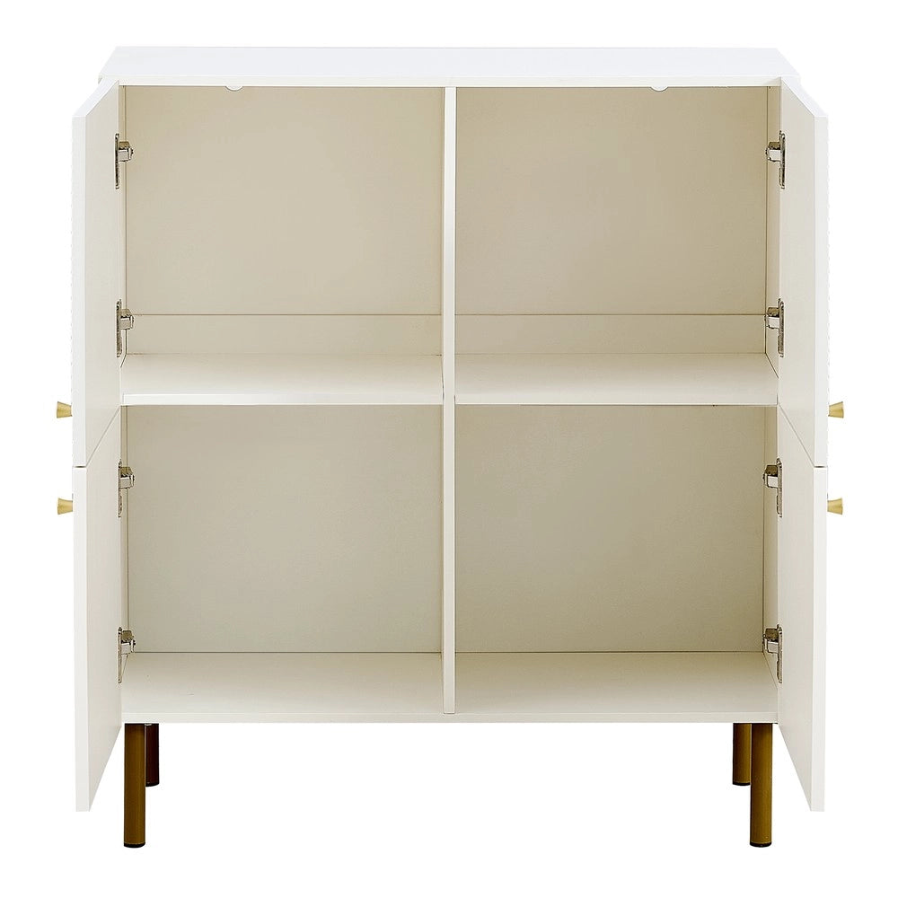 Credenza Moderna ¨C Xylo ¨C Bianco MDF, Gambe in Metallo, Maniglie in Lega Zinco