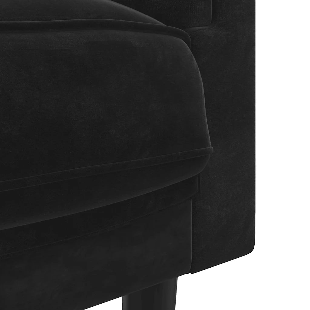 Divano a 2 Posti con Cuscini-Sofa 2 Posti con Cuscini Nero in Velluto