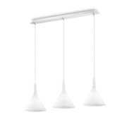 Sospensione Moderna Cocktail Vetro Bianco 3 Luci E14