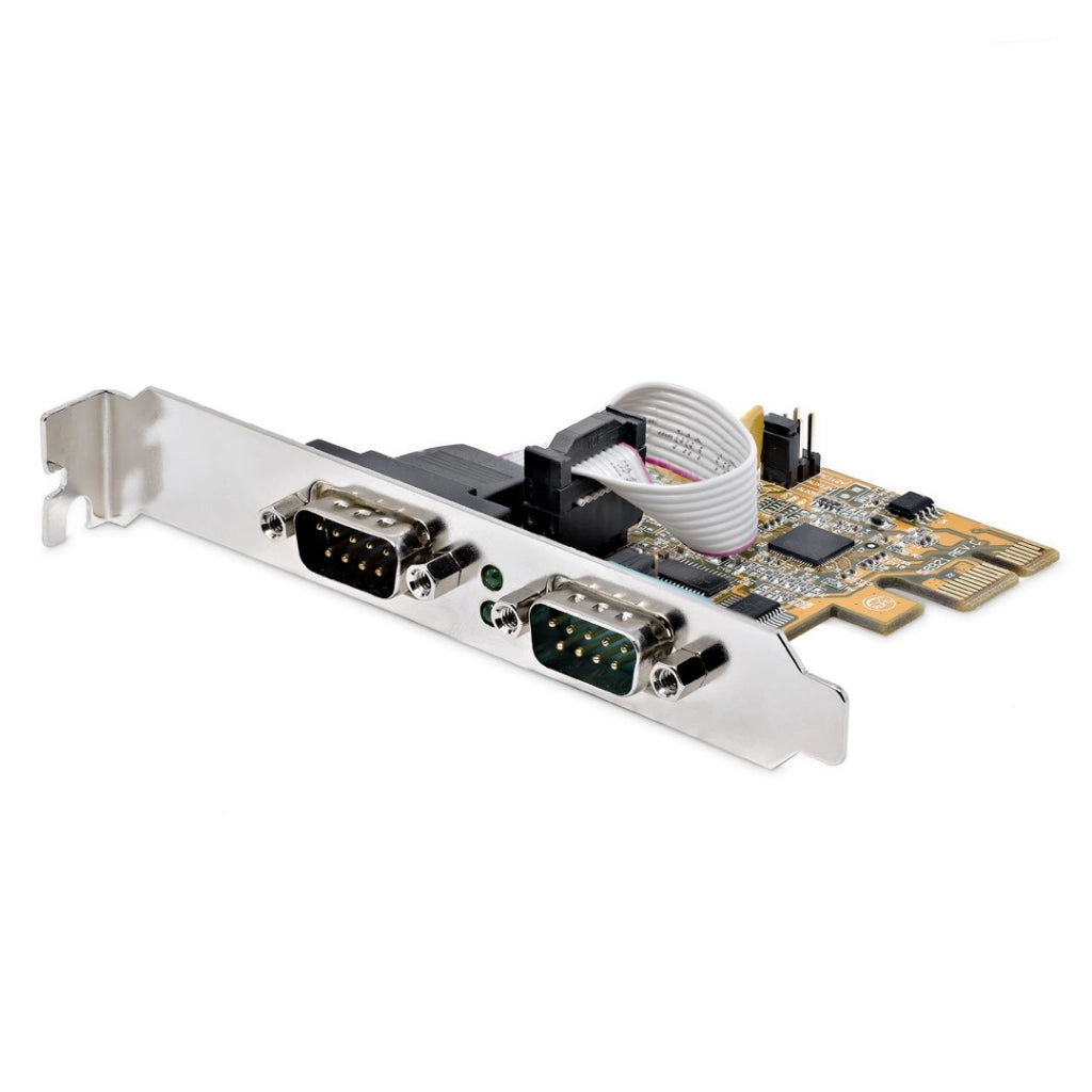 Startech.com scheda seriale pci express a due porte - scheda di interfaccia seriale da pcie a 2x rs232 (db9)- scheda pcie con staffe standard o a basso profilo - 16c1050 uart - ritenzione com - windows e linux - 21050-PC-SERIAL-LP
