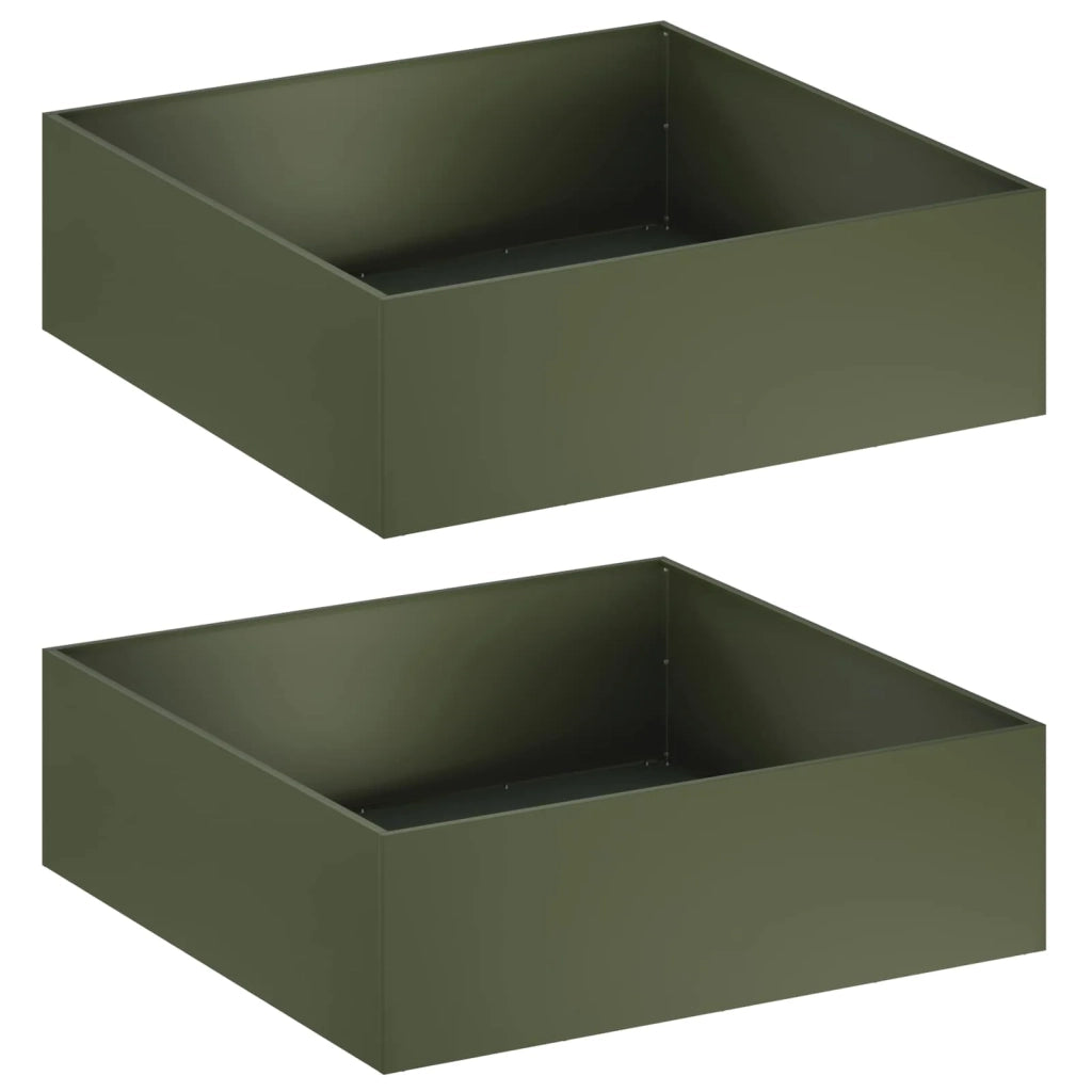 Vaso da giardino 2 pz Verde Oliva 80 x 80 x 30 cm 8005071
