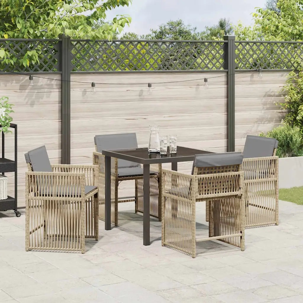 Set da Pranzo per Giardino 5 pcs Beige polyrattan 3380793