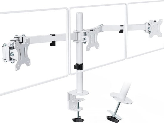 Braccio Monitor 3 Schermi - Braccio Monitor per Laptop - Altezza Regolabile per Monitor - Design Robusto per Multipli Dispositivi