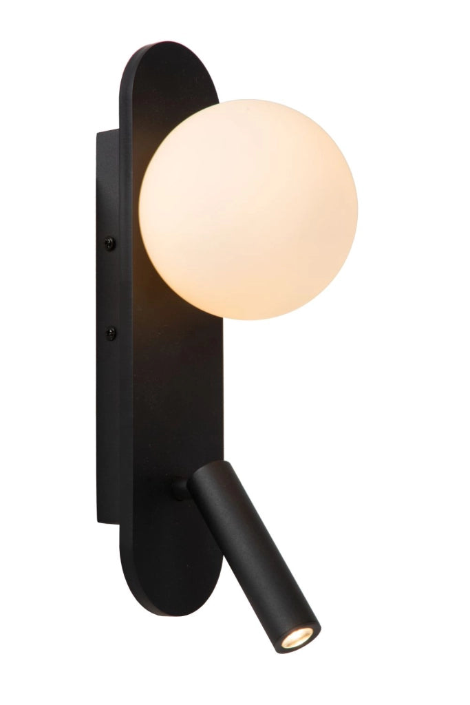Applique lettura doppia nera sfera vetro KELLY Lucide