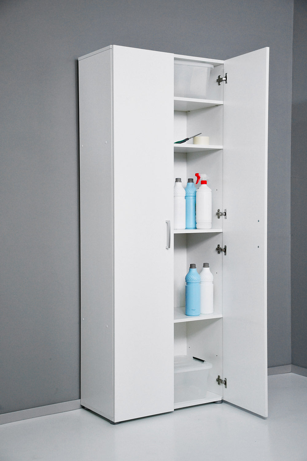 Armadio 2 Ante 5 Ripiani 69,4x36x181 cm in Truciolare Nobilitato Bianco