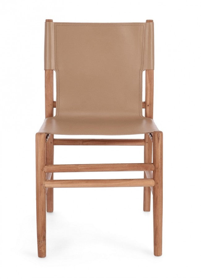 Set 2 Sedie 48x58x85 cm Caroline in Pelle Tortora