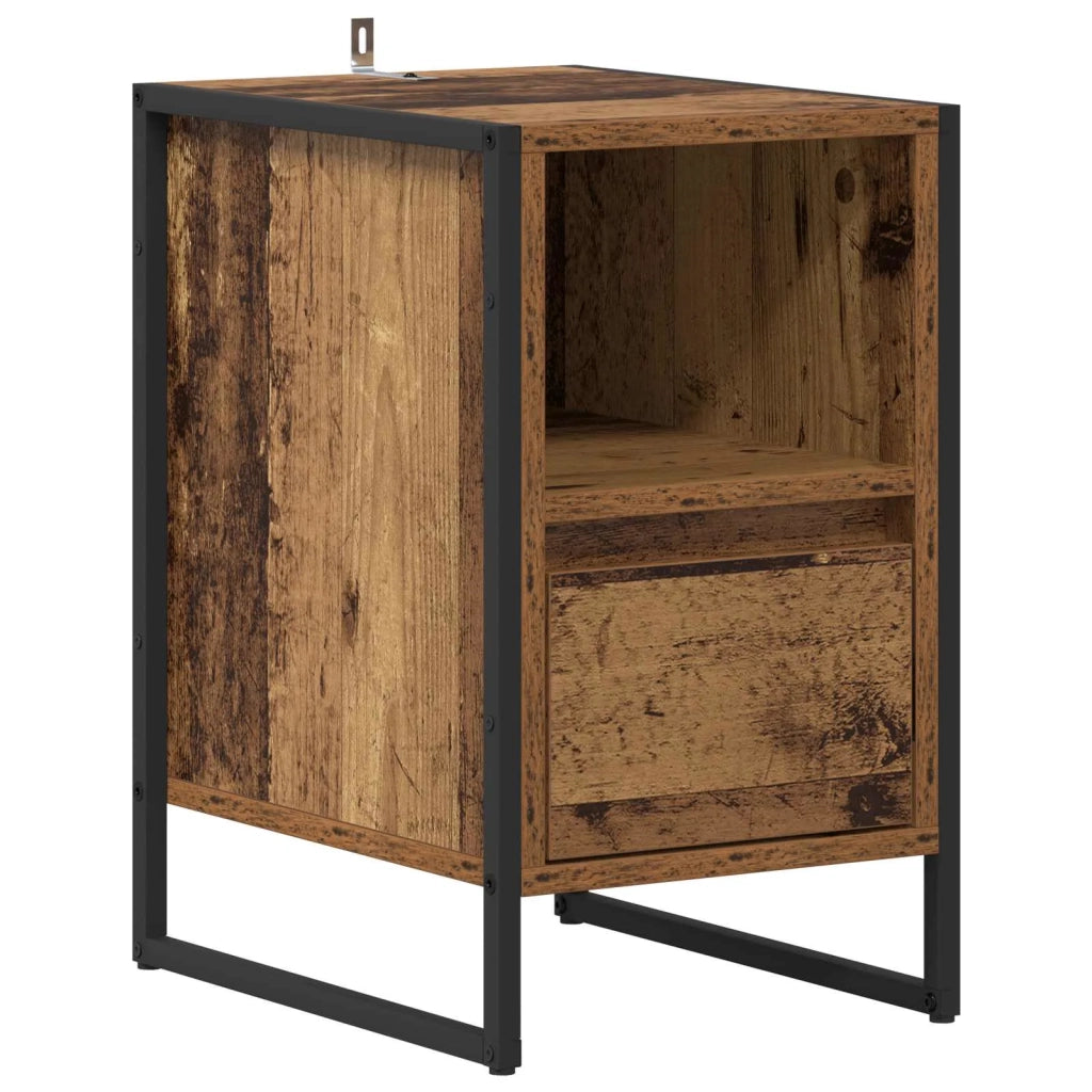 Comodino con cassetto 2 pcs Legno vecchio 39,5 x 30 x 50 cm