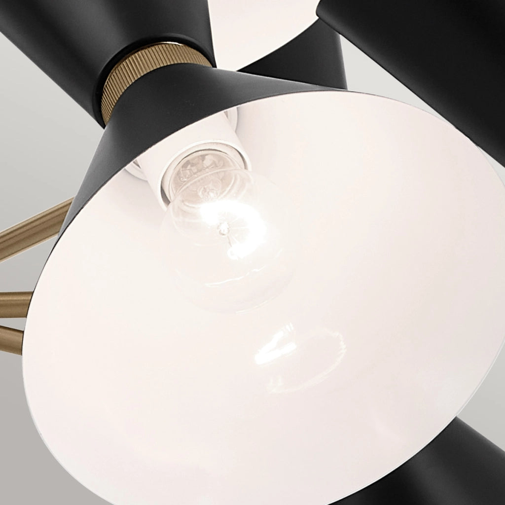 Lampadario Art Déco Phix Kichler nero oro coni 12xE27