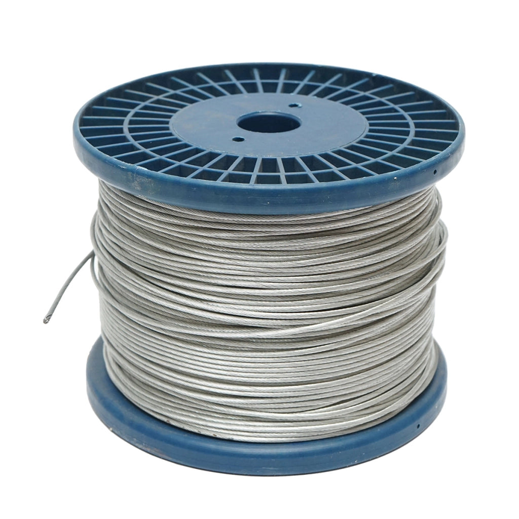 Cavo in acciaio zincato 2mm, 1x19 trefoli, carico massimo 80Kg, peso 4,8Kg, 250m/rotolo
