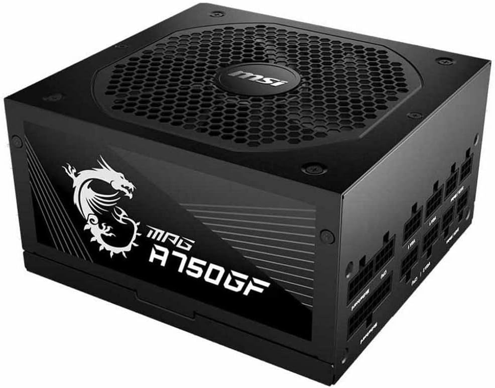 MAG A850GL PCIE5 Alimentatore 850W, 80 Plus Gold, completamente modulare, ATX 3.0, supporto GPU PCIe 5.0, ventola FDB da 120 mm, Full-Bridge LLC, cavi neri piatti