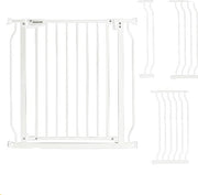 Trappola di Sicurezza - Senza Forare - Bambini - Animali Domestici - Sicurezza - Bloccatore di Porta - Bianco - 76 cm Alto - Metallo - Protezione Parete