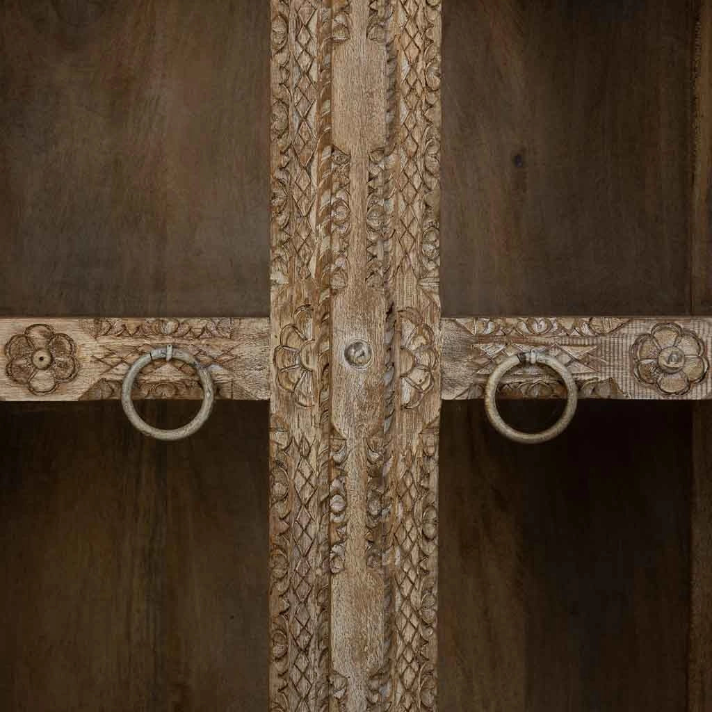 Vetrina in vetro e legno marrone fatta a mano 106x43x180