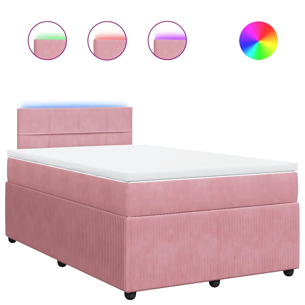 Giroletto a Molle con Materasso Rosa 120x200 cm in Velluto