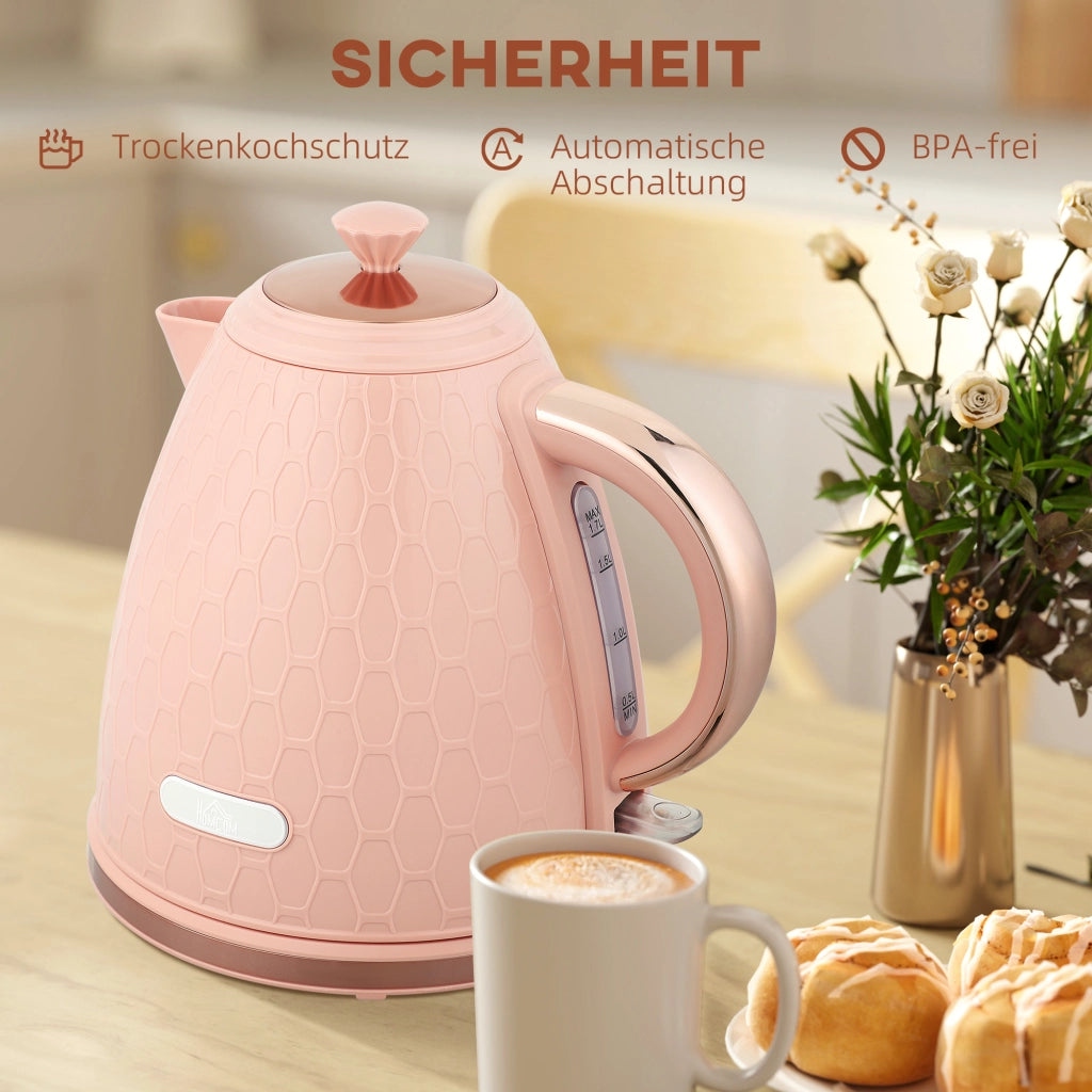 Bollitore Elettrico 1.7L ¨C zephmum ¨C 2200W, Rosa Chiaro