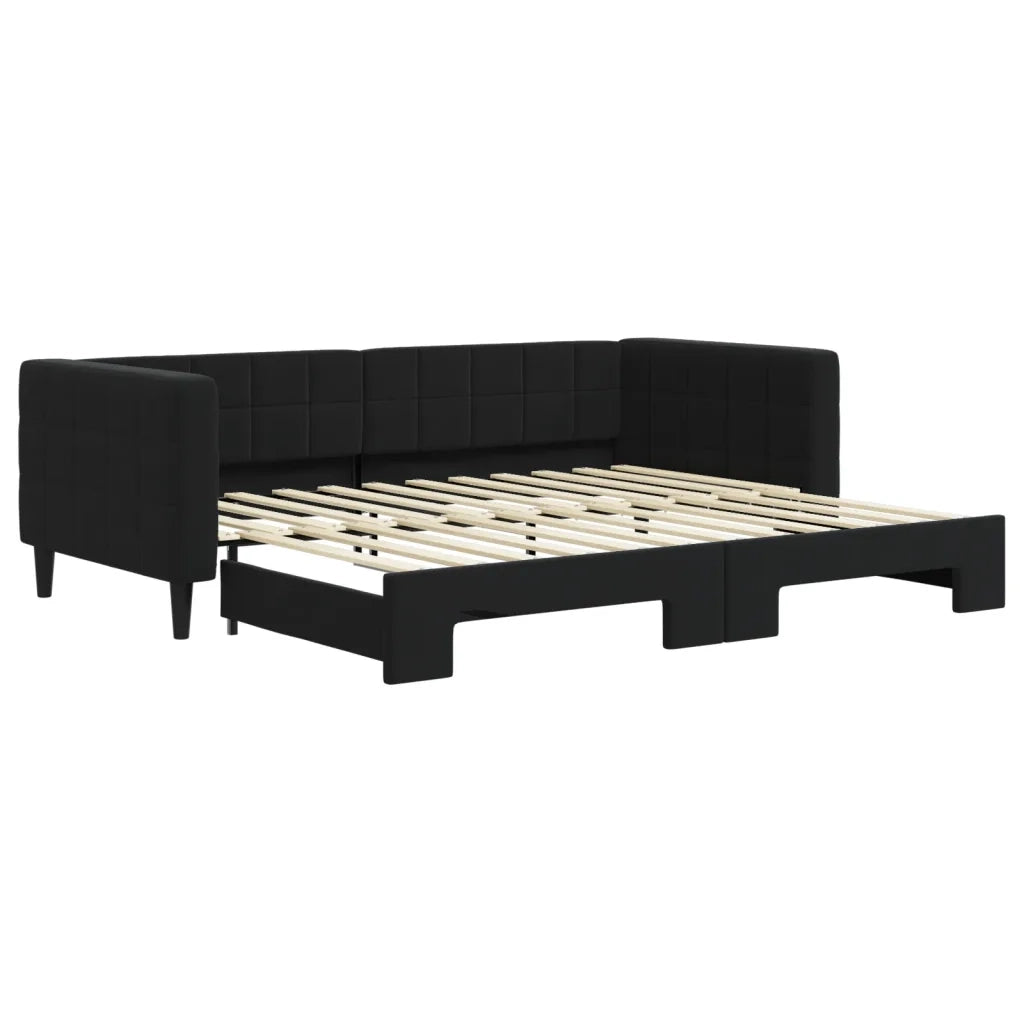 Divano Letto con Letto Estraibile-Sofa Letto-Daybed Nero 90x200 cm in Velluto 473115