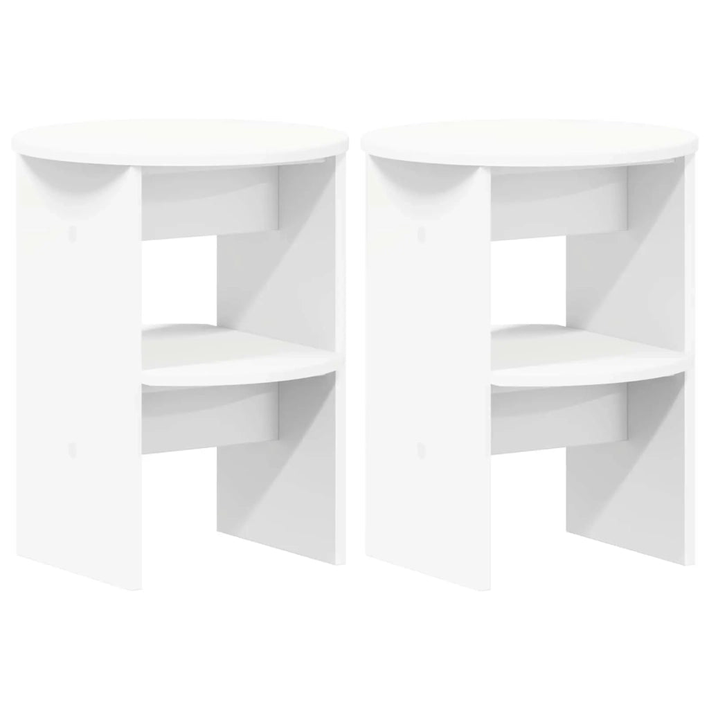 Mobile laterale 2 pcs Bianco Ø40 x 50 cm Legno ingegnerizzato 899817