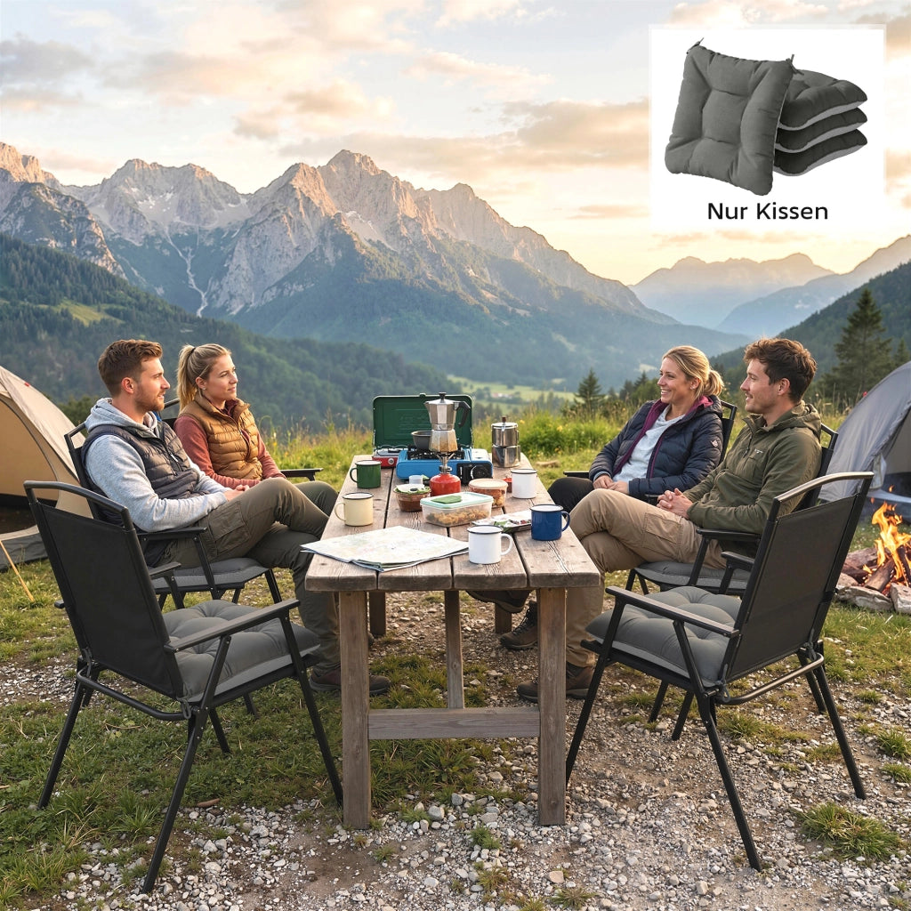 Set di 4 Cuscini per Sedie ¨C Zephmum ¨C Grigio Tessuto 39.5x39.5x10 cm