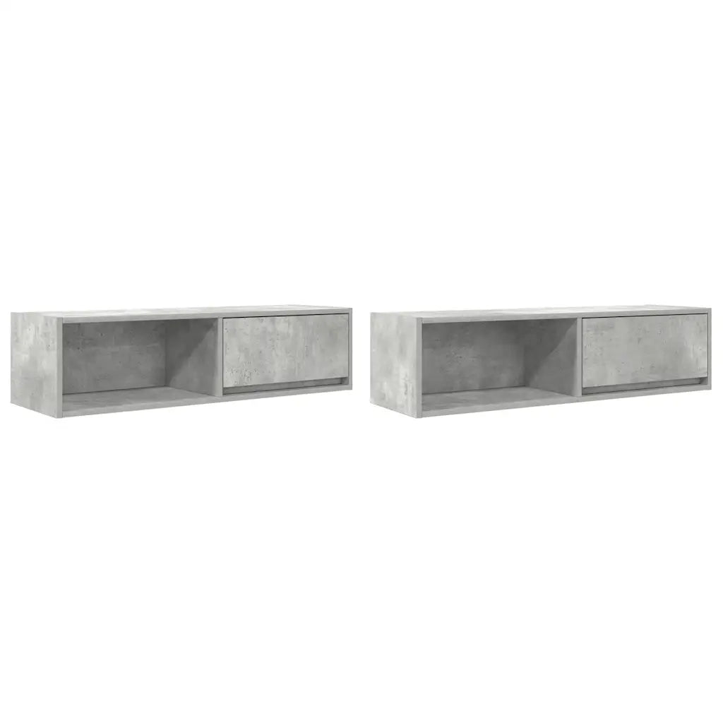 Mobili TV 2 pz Grigio Cemento 100x31x25,5 cm Legno Multistrato 861479