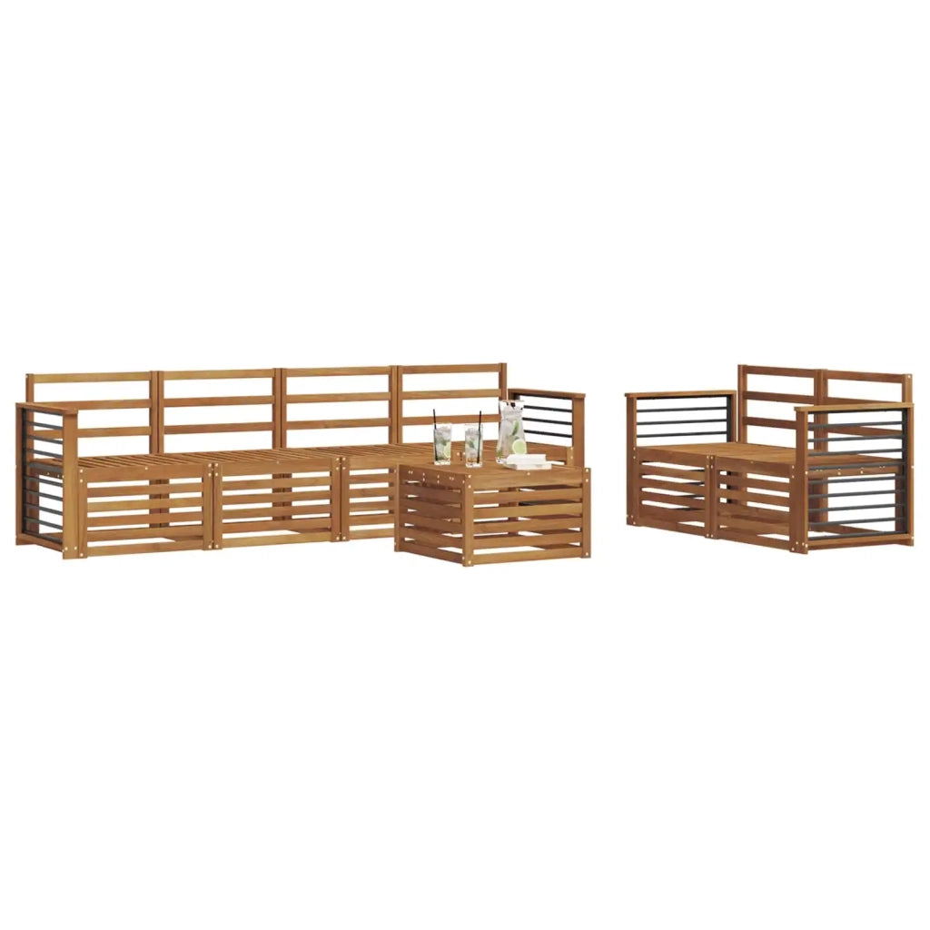 Set divani 7 pcs Naturale Legno di Acacia Massello