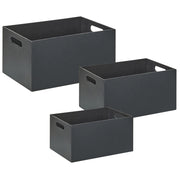 Set di 3 cesti portaoggetti con manici in ecopelle grigio fatti a mano