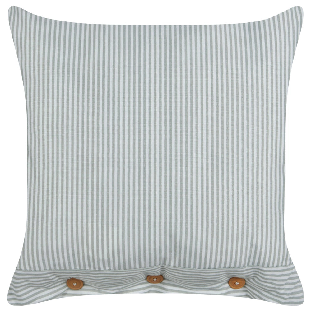 Cuscino decorativo verde e bianco a righe quadrato con Bottoni 45 x 45 cm stile moderno
