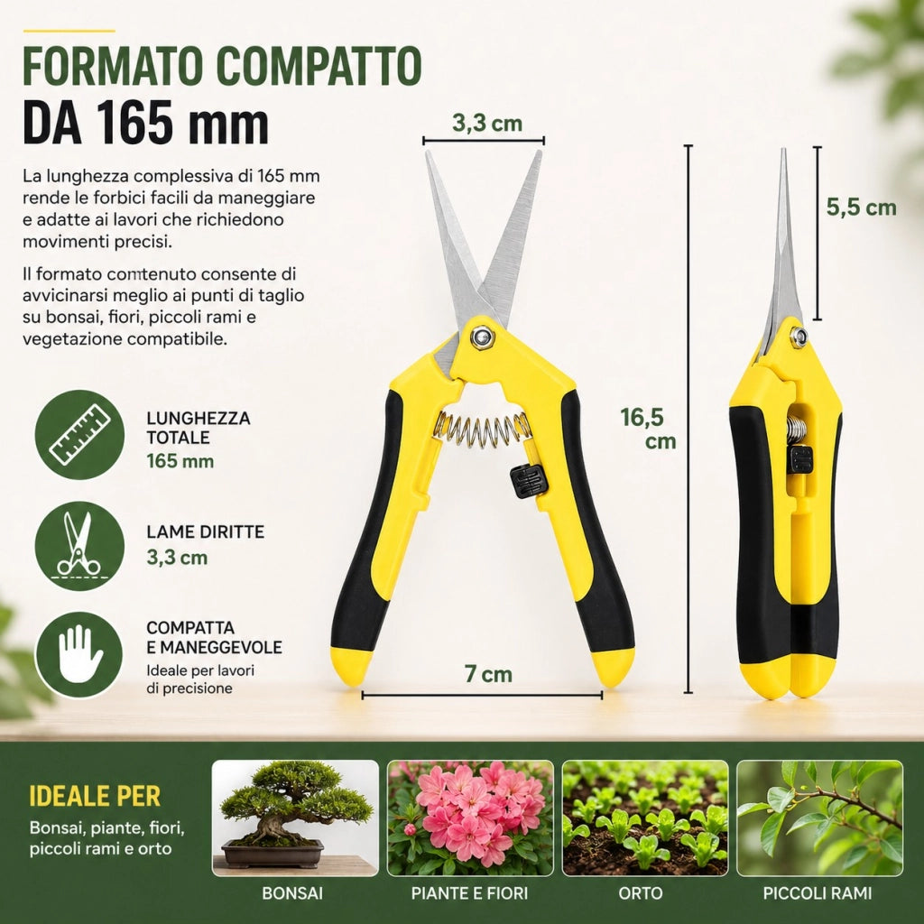 Forbici da Potatura 165 mm Acciaio Inox per Bonsai e Piante 353711