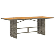 Tavolo Giardino | Tavolino da esterno Piano Legno Acacia Grigio 190x80x74 Polyrattan