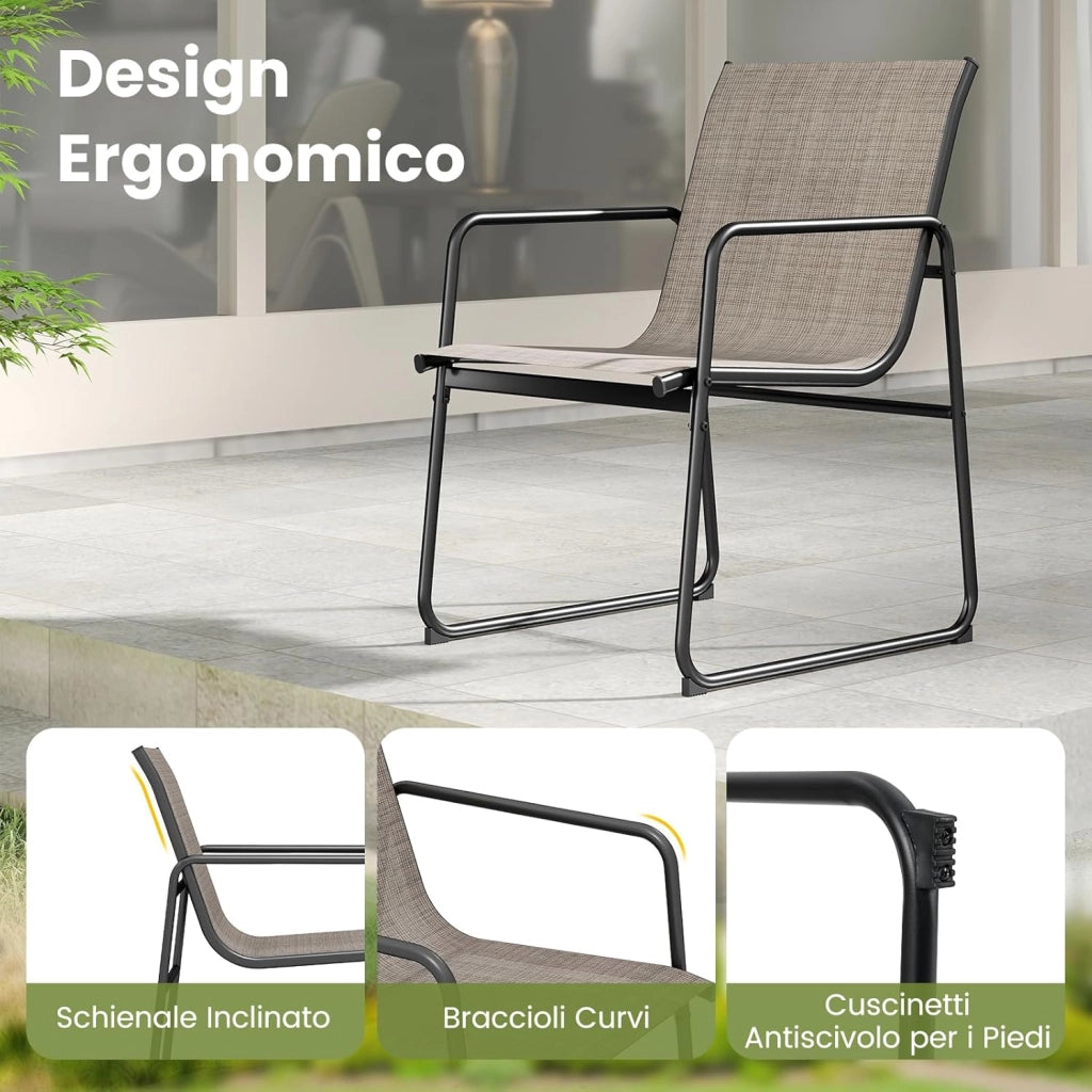 Set Bistro da Esterno 3 Pezzi, Tavolo e Poltrone da Giardino, Tavolo da Pranzo Rettangolare, Poltrone in Tessuto, per Giardino Cortile