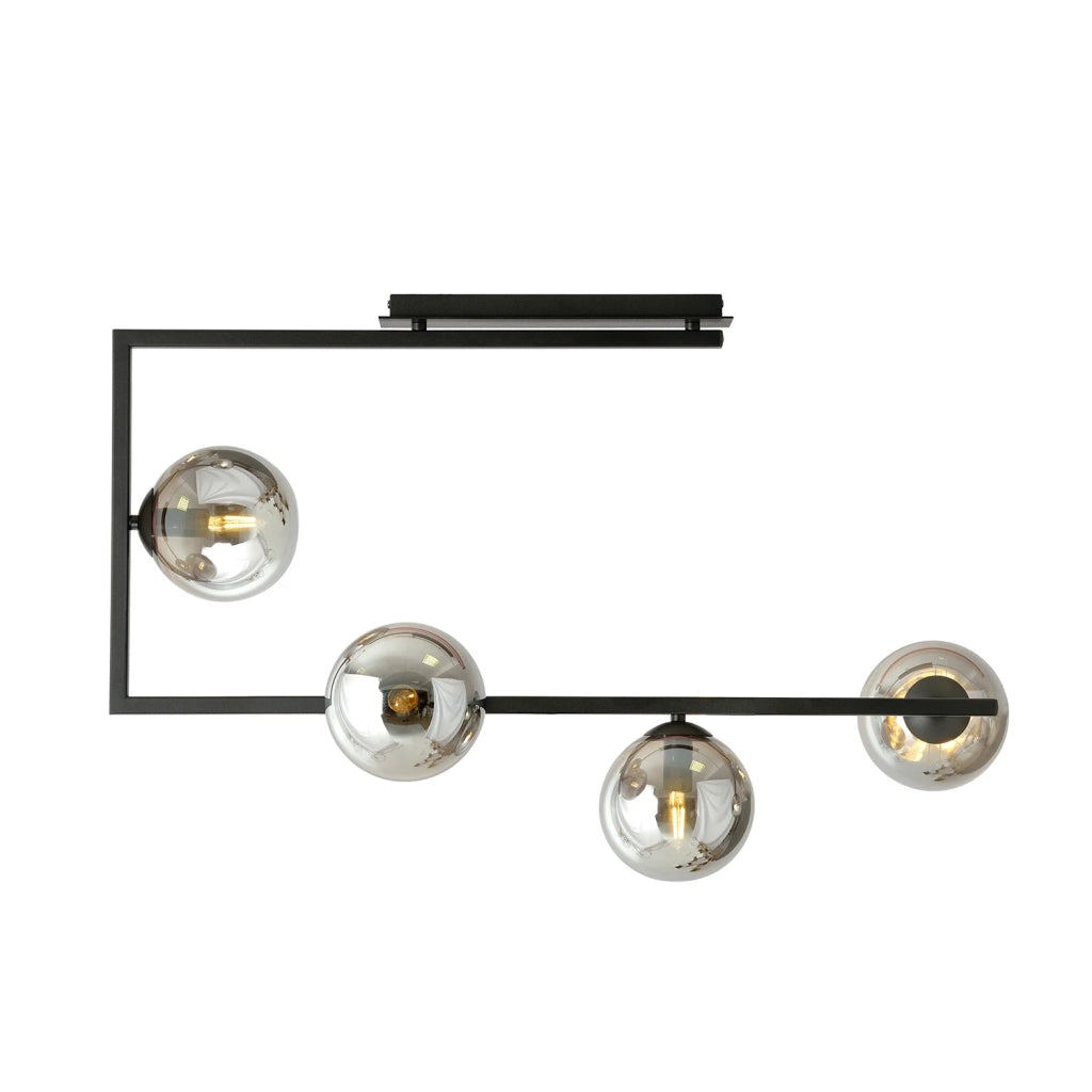 Plafoniera Minimal Nanna Acciaio Nero 4 Luci E14 Ip20