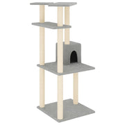 Tiragraffi per gatti torre per arrampicata giocattolo piattaforma per arrampicata con tiragraffi in sisal leggero 123 cm grigio 02_0022557