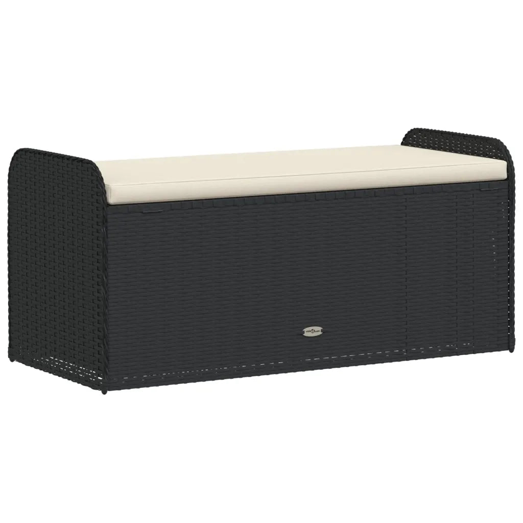 Cassapanca con Cuscino-Baule-Panca con ContenitoreNera 115x51x52 cm in Polyrattan