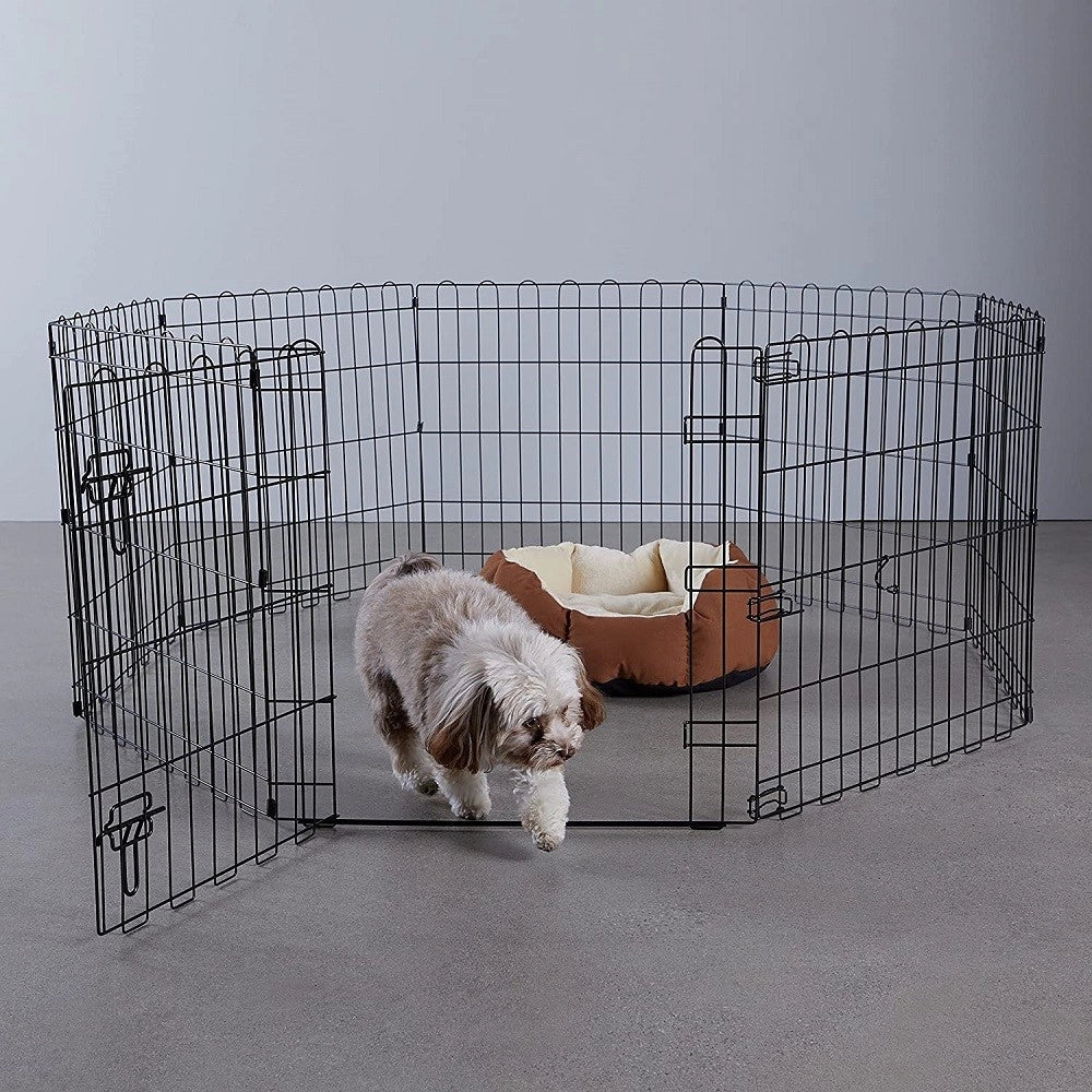 Trade Shop - Recinzione In Metallo Per Cani Pieghevole Per Esercizio 152,4 X 152,4 X 60,9 Cm -