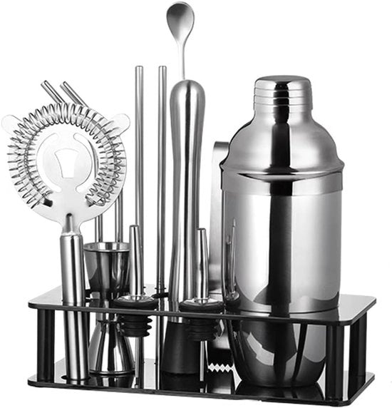 Shaker a Cocktail - Doppio Shaker - 750ml Acciaio Inox Argento - 13 pezzi