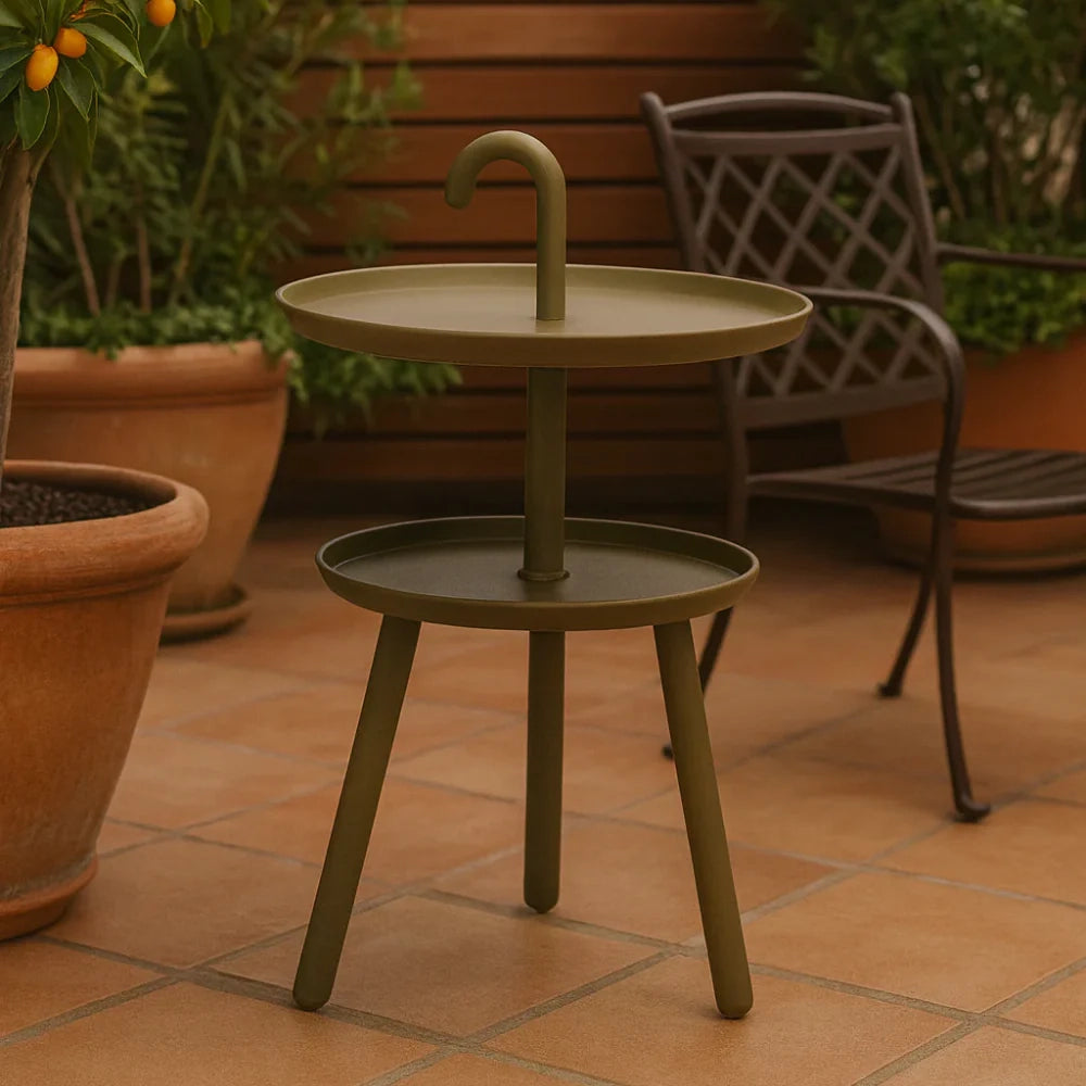 Tavolino da esterno Hook Verde militare Ø.41cm x H. 55cm