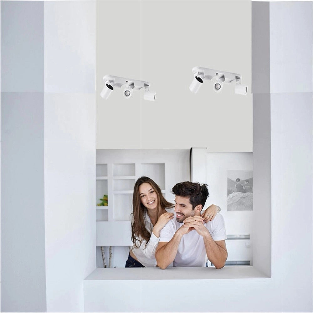 Trade Shop - Applique 3 Diffusori Orientabile Soffitto Parete Lampada Gu10 Bianco Nero Th8803 - Bianco