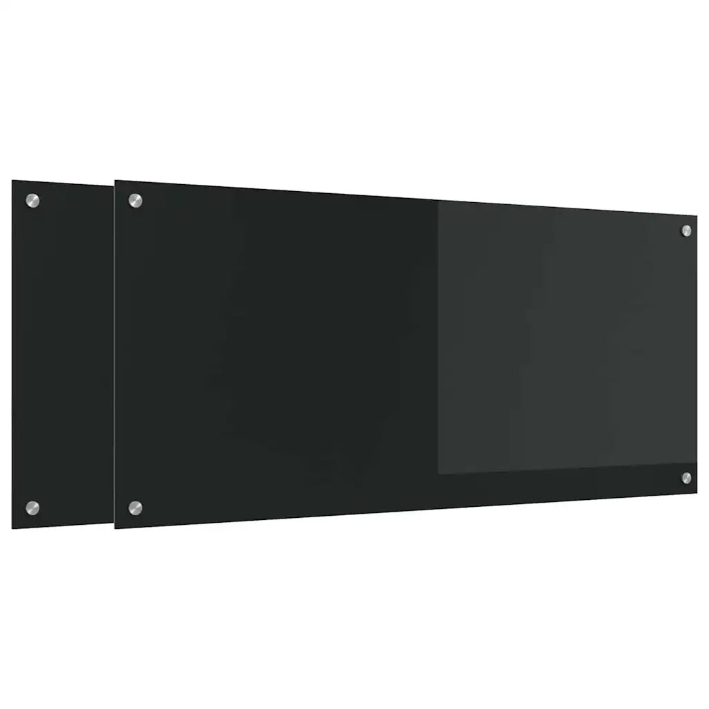 Schienale da cucina 2 pcs Nero 110 x 50 cm vetro temperato 3415495