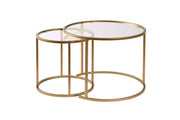 Set di 2 tavolini in metallo "Aurum" - 60 x 60 x 43 cm - Oro trasparente