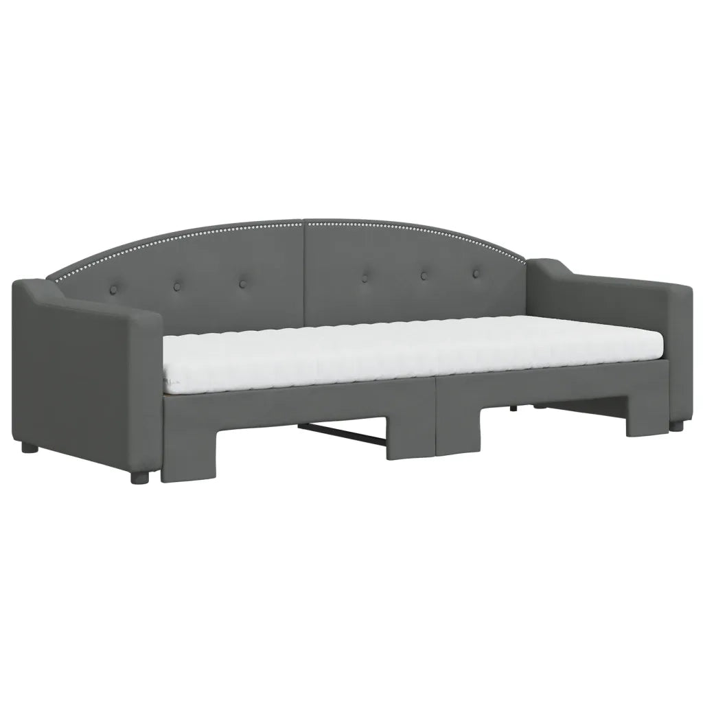 Divano Letto Estraibile Materassi Grigio Scuro 80x200cm Tessuto