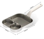 Piatto per uova da 3 tazze, progetto 3-in-1, manico alto, rivestimento antiaderente in titanio, adatto per piastre a gas e inductive, piatto per cottura in carta.