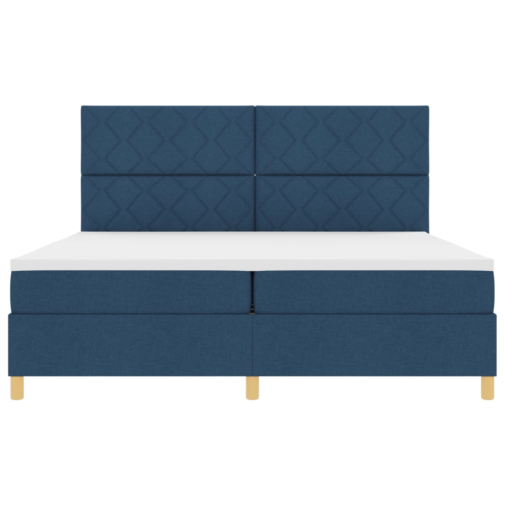 Letto a Box Spring con Materasso Blu 200x200 cm Tessuto