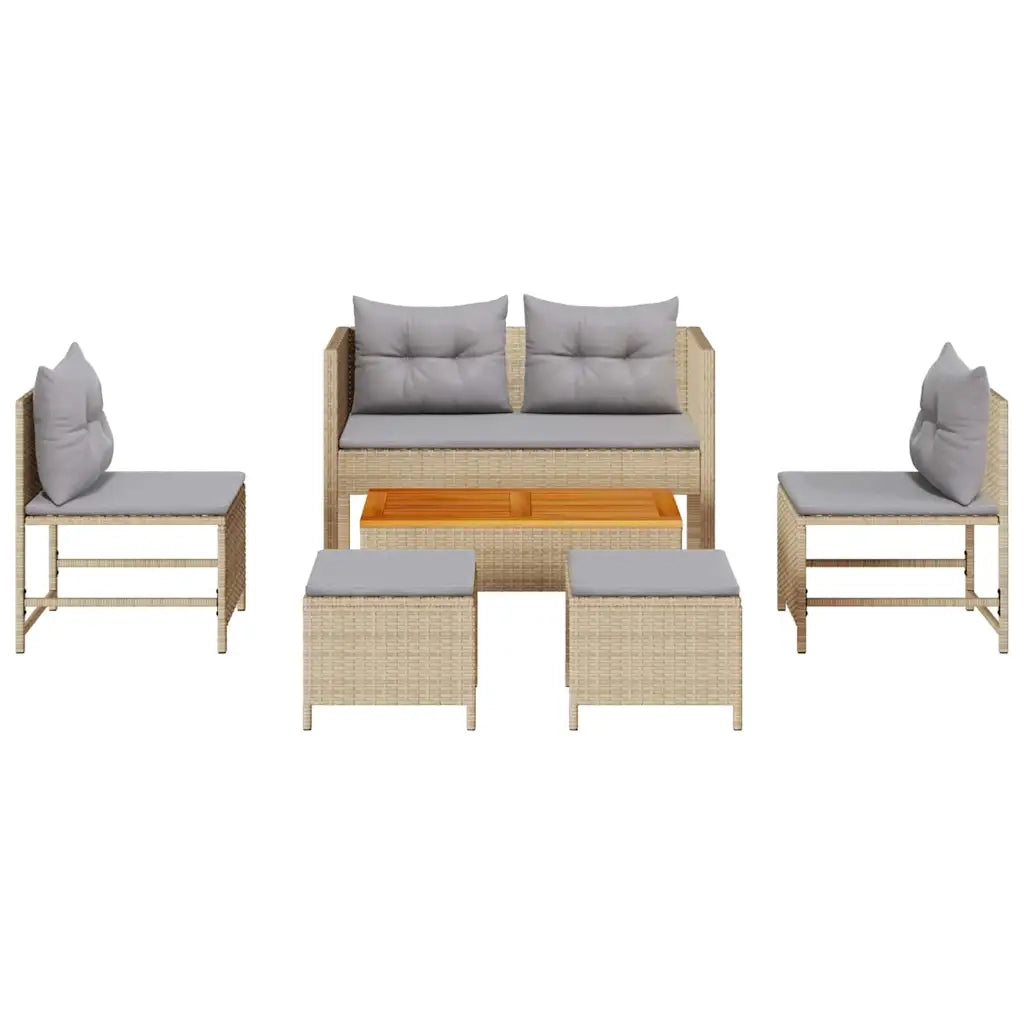 Set Divano da Giardino 6 pcs Beige e Grigio Chiaro polyrattan 4104704