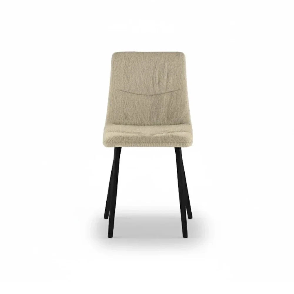 Set di 4 sedie da pranzo imbottite in tessuto beige Daisy con struttura in metallo facili da pulire | Duzzle