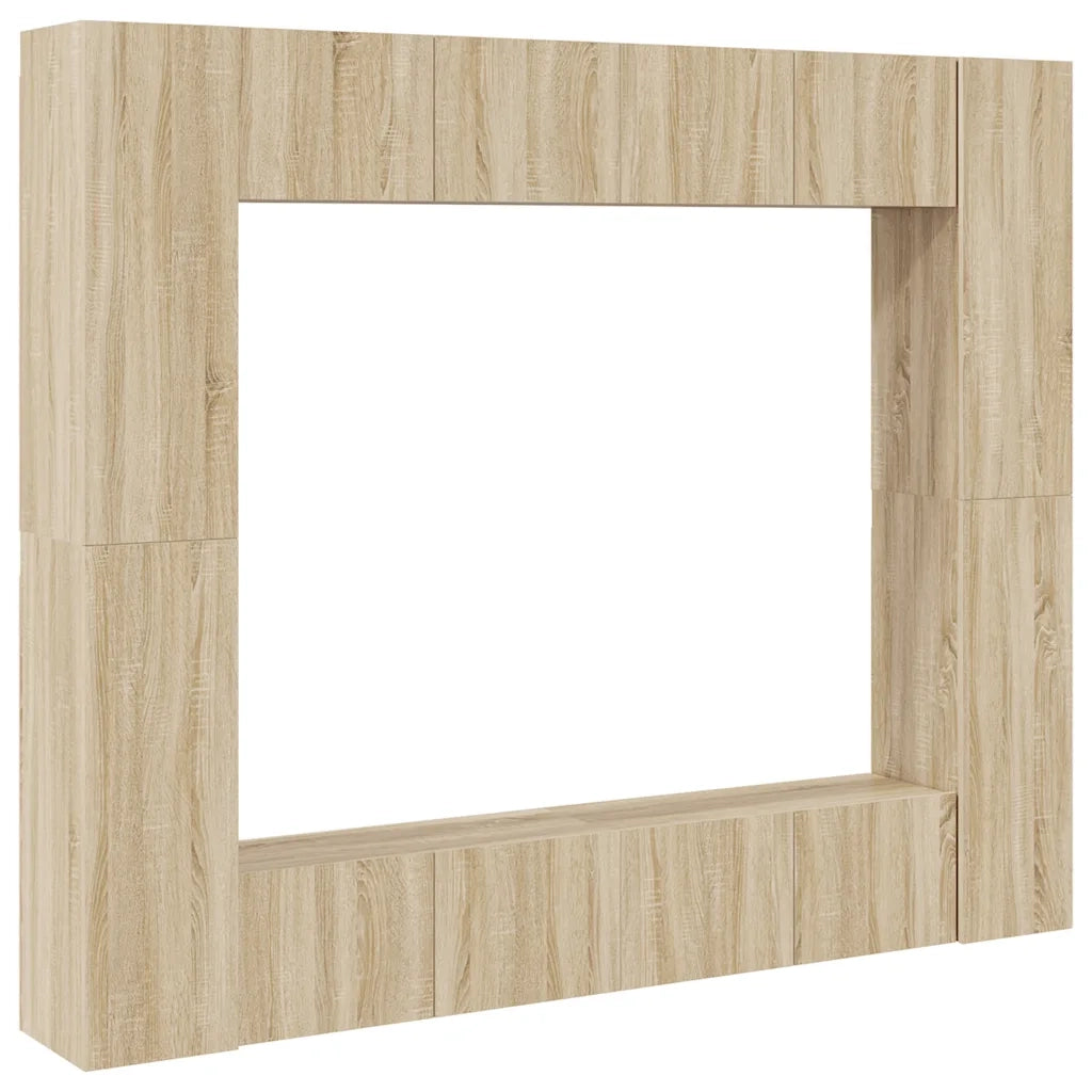 Set di Mobili Porta TV 8 pz Rovere Sonoma in Legno Multistrato 3078965