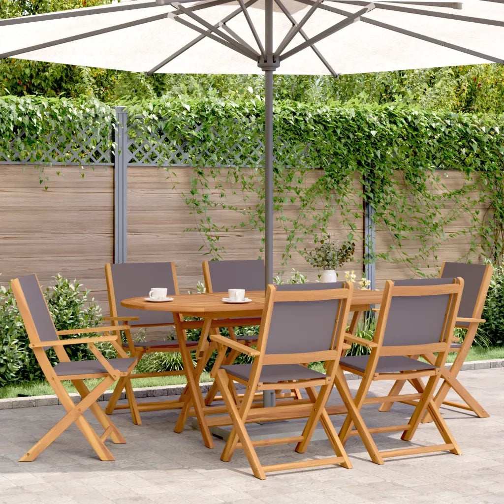 Sedie Giardino Pieghevoli 6 pz | Sedie da Esterno Antracite Tessuto Legno Massello